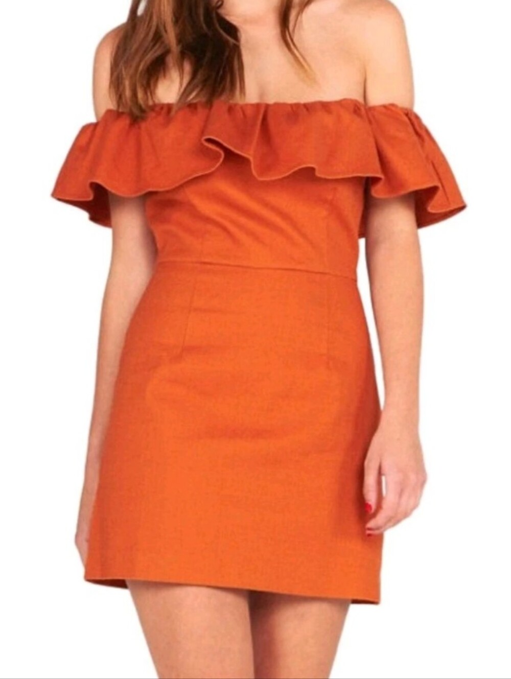 Kendall + Kylie Cinnamon Stick Off Shoulder Ruffle Sheath Dress NWT Medium